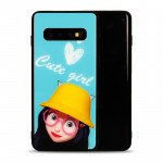 Wholesale Galaxy S10 Design Tempered Glass Hybrid Case (Cute Girl)